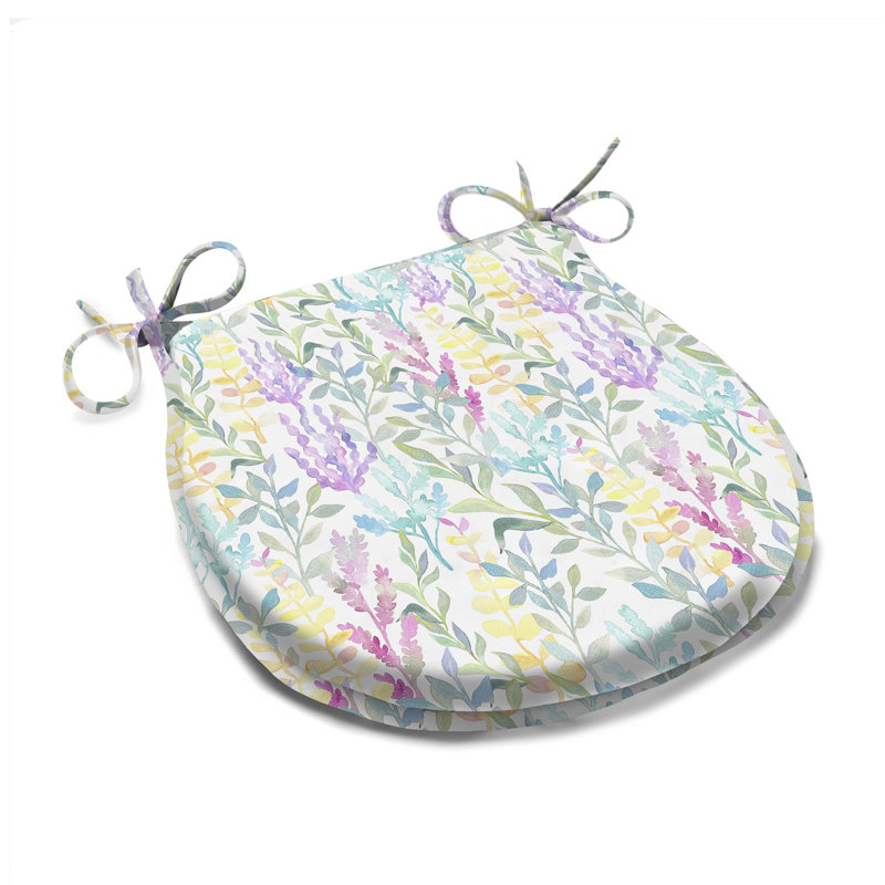 Meadow Chair Pad Cushion, Purple/Blue/Yellow/Green Floral