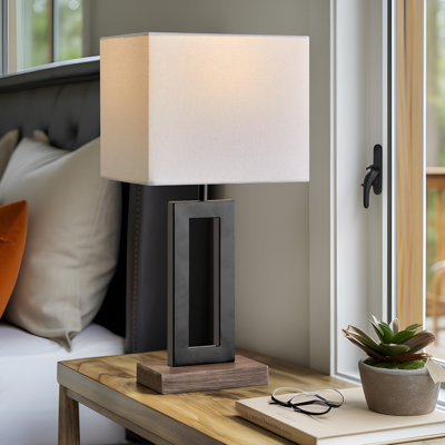 Azami 18" black modern minimalist metal table lamp,suitable for bedside,dormitories,rooms,offices