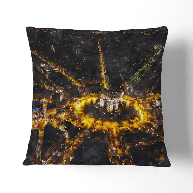Paris Skyline Vol.1 Painting Scatter Cushion with Filling, 40cm H x 40cm W x 15cm D