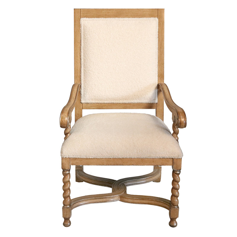 Fauteuil Bella Bobbin Twister Chairs, Peluche beige, Non, Bois naturel