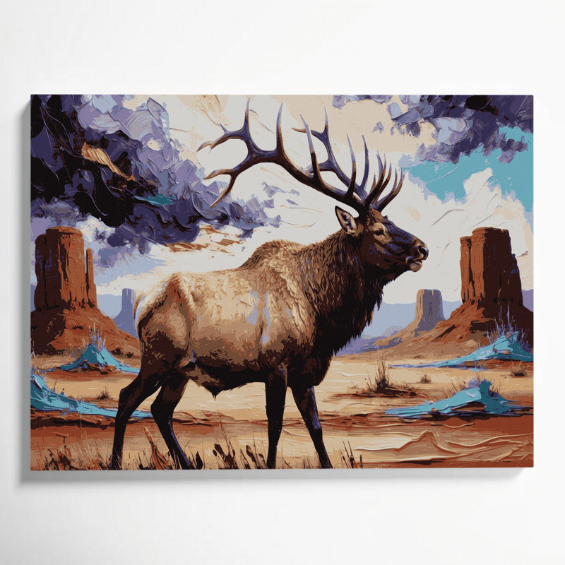 «Southwestern Animals», art mural beige sur toile 25 élans, H 8 po x l 10 po