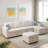 Sackcloth 5-Pieces Living Room Sofa Bed-371028249