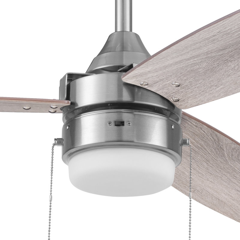 Ventilateur de plafond d'intérieur 48 po avec chaîne de traction et ensemble d'éclairage inclus Berryhill, Nickel brossé