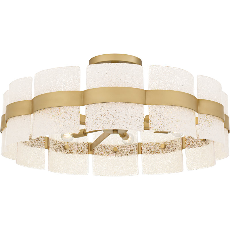 Plafonnier semi-encastré 6 lumières Cloer, Doré