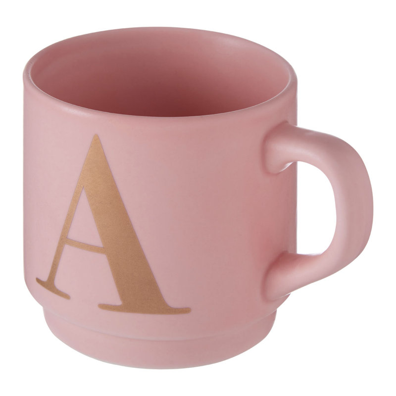 Ethel Porcelain Coffee Mug, A, Pink/Gold