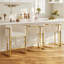 26" Counter Height Bar Stool Barrel Counter Stool With Backrest,Off White Fabric Linen Golden Metal-109318048-112666110