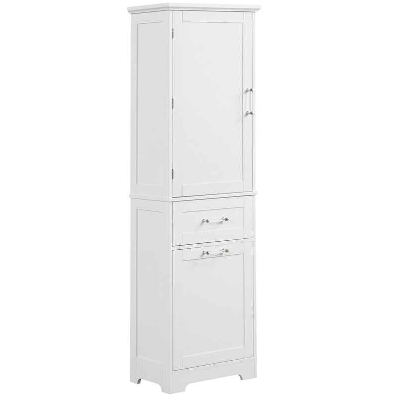 Tall Bathroom Storage Cabinet, Freestanding Storage Cabinet with Two Different Size Drawers and Adjustable Shelf, MDF Board with Painted Finish
