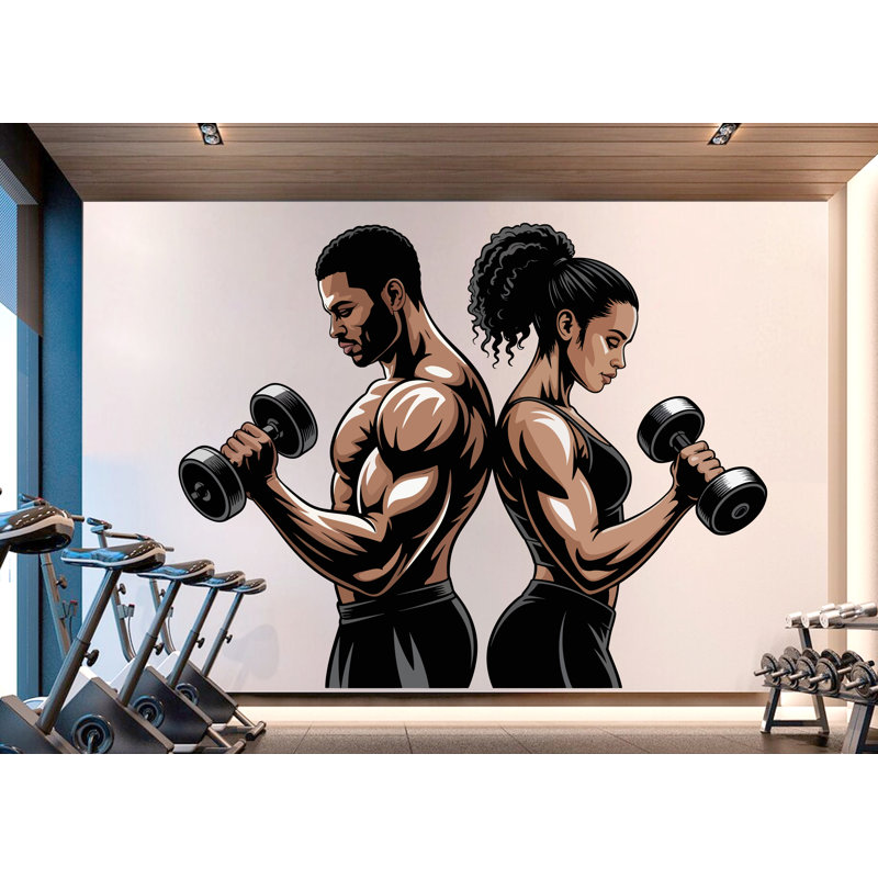 Adhésif décoratif couple gym, H 13 po x l 10 po
