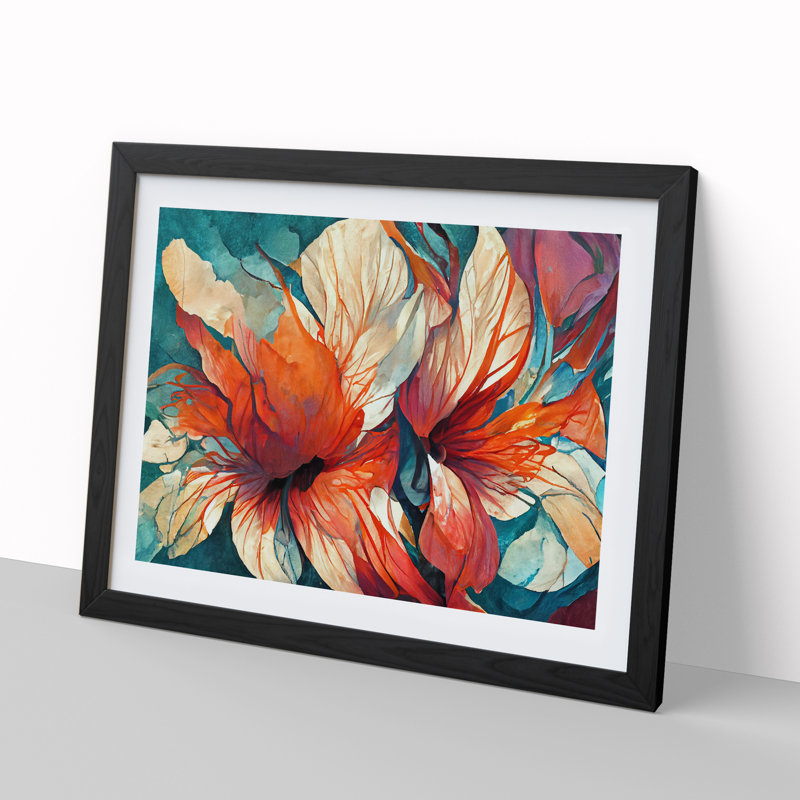 Flowers Abstract Vol.4 1 Piece Single Picture Frame Painting, 25cm H x 34cm W x 2cm D, Black