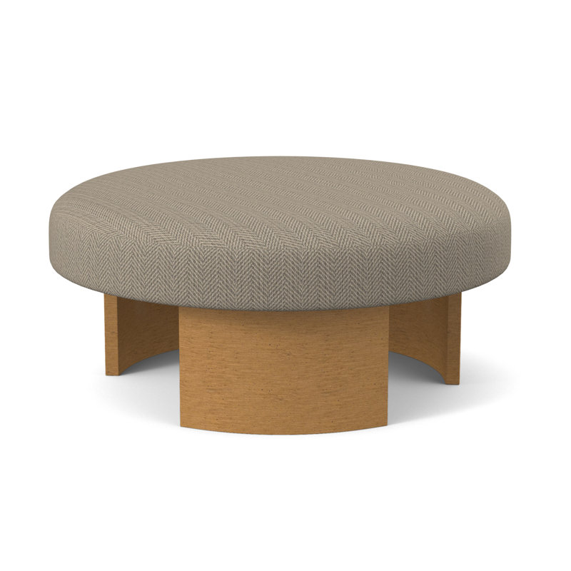 Eclipse Round Ottoman, Filigree Ivory 100% Polyester, Amber