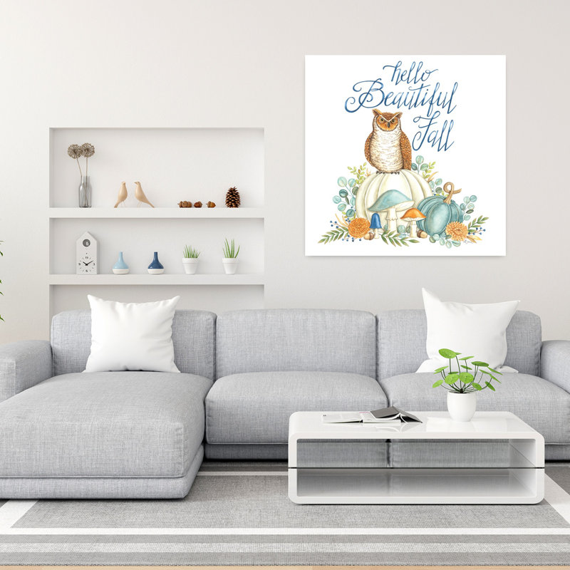 «Hello Beautiful Fall Contemporary Contemporary Owl», art floral, H 36 po x l 36 po