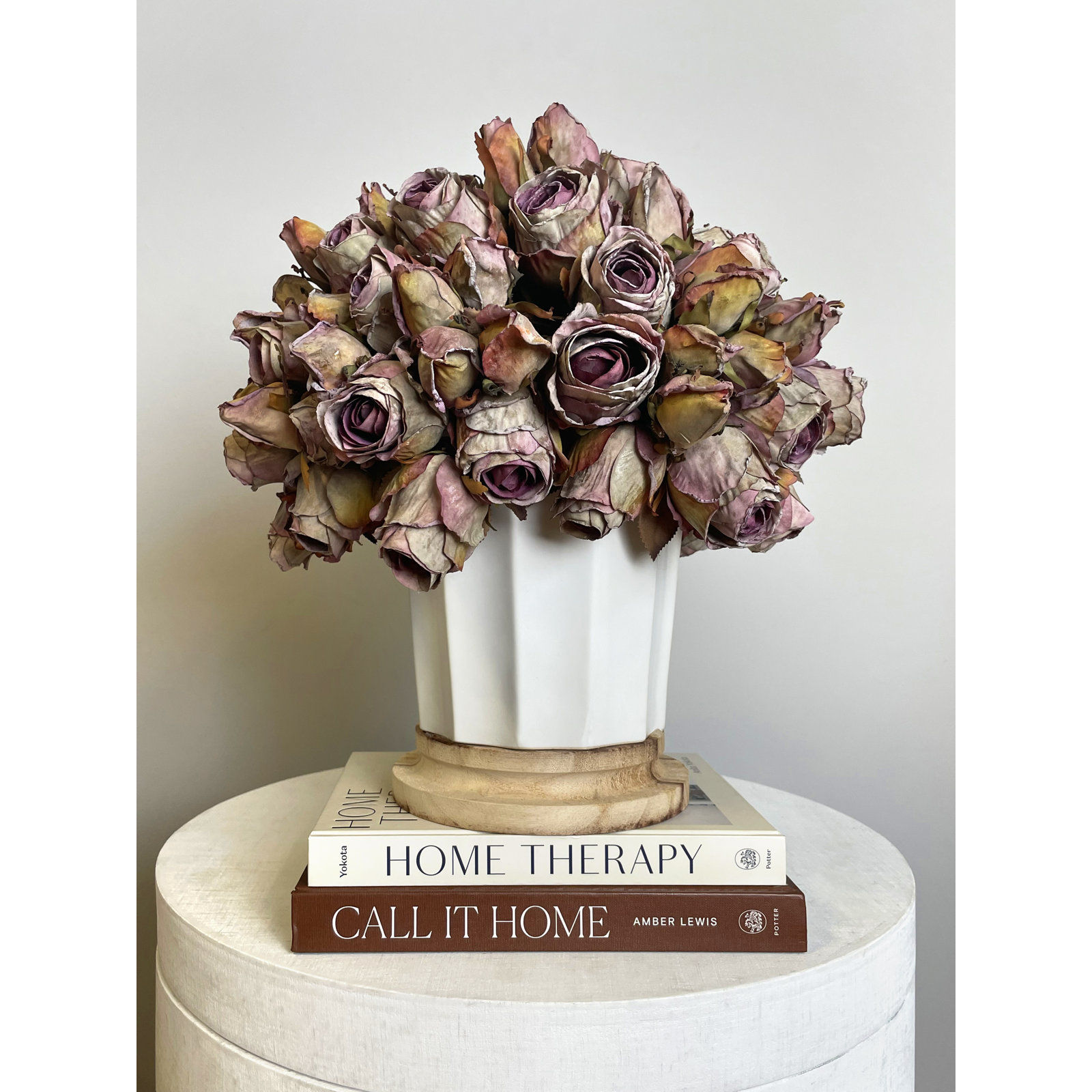 Polysilk Rose Arrangement in Pot, Gray