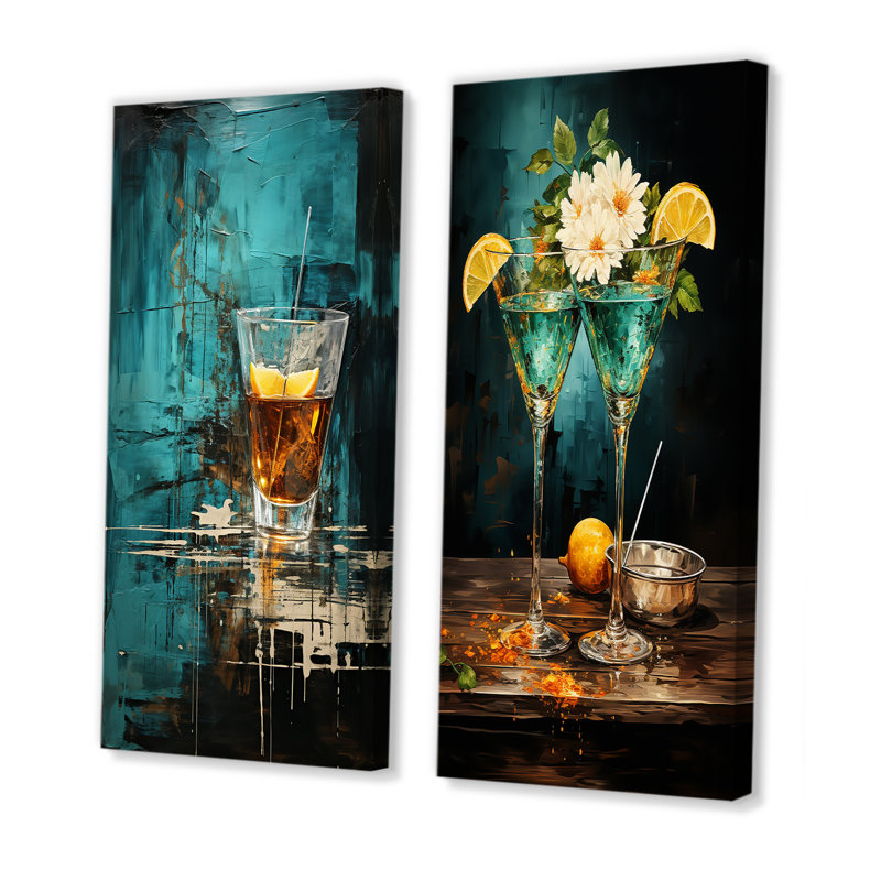 Ensemble de 2 impressions sur toile Vesper Vibrance Twilight Turquoise, Toile tendue, H 28 po x l 25 po