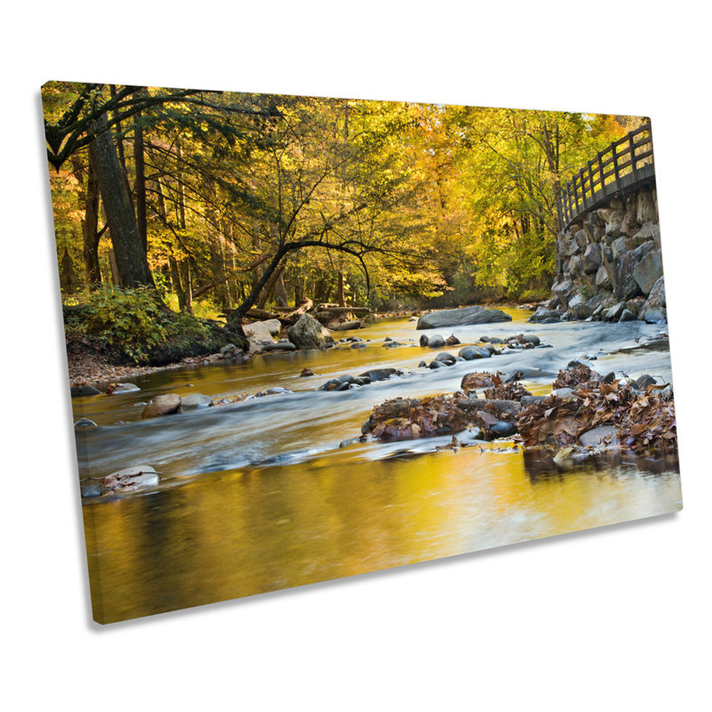 Forest River Landscape Sunset Bridge - Wrapped Canvas Print, 50.8cm H x 76.2cm W x 2cm D