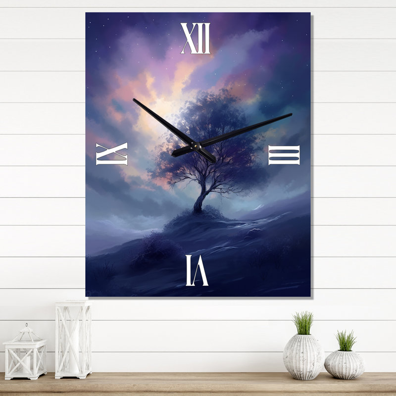 Horloge murale Snowy Serenity Pinetree III - Paysages surdimensionnée, Grand
