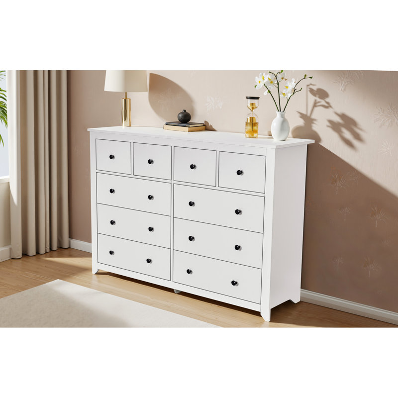 Blanc moderne, commode à 9 tiroirs, entrée, tiroirs spacieux, essentiels, texture lisse contemporaine, chambre à coucher, accessoires, imperméable,