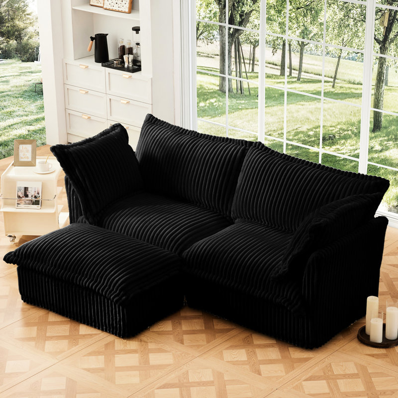 Canapé modulaire en velours côtelé 2 places avec housse détachable