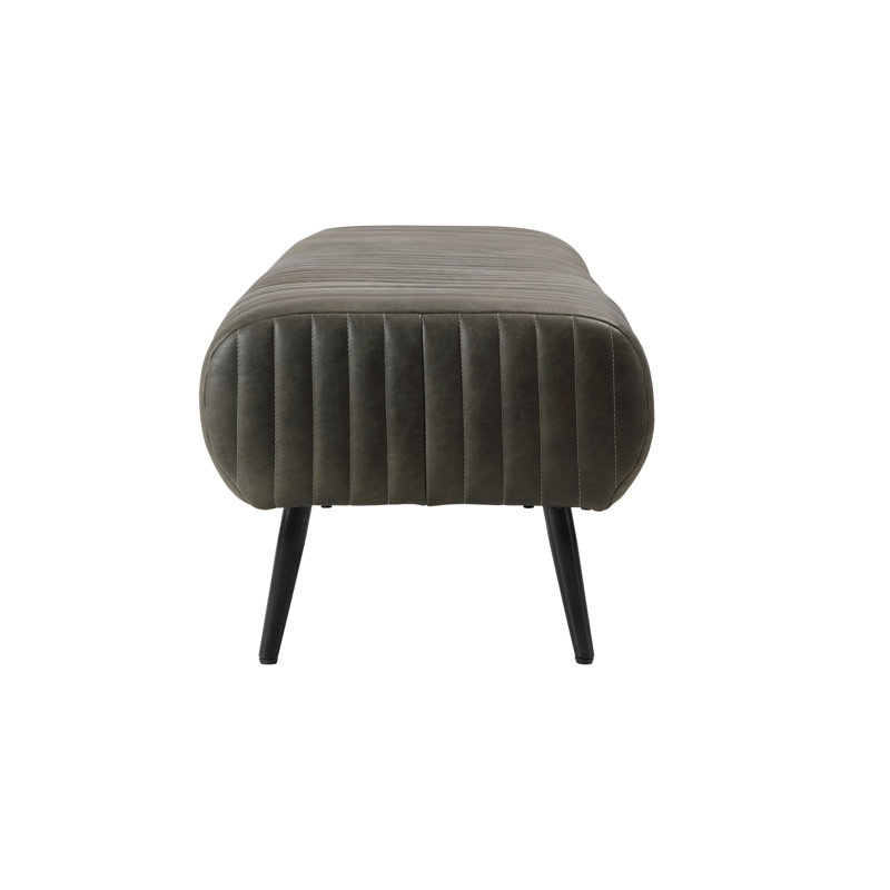 Endora Leather Bench, Olive Green, Black