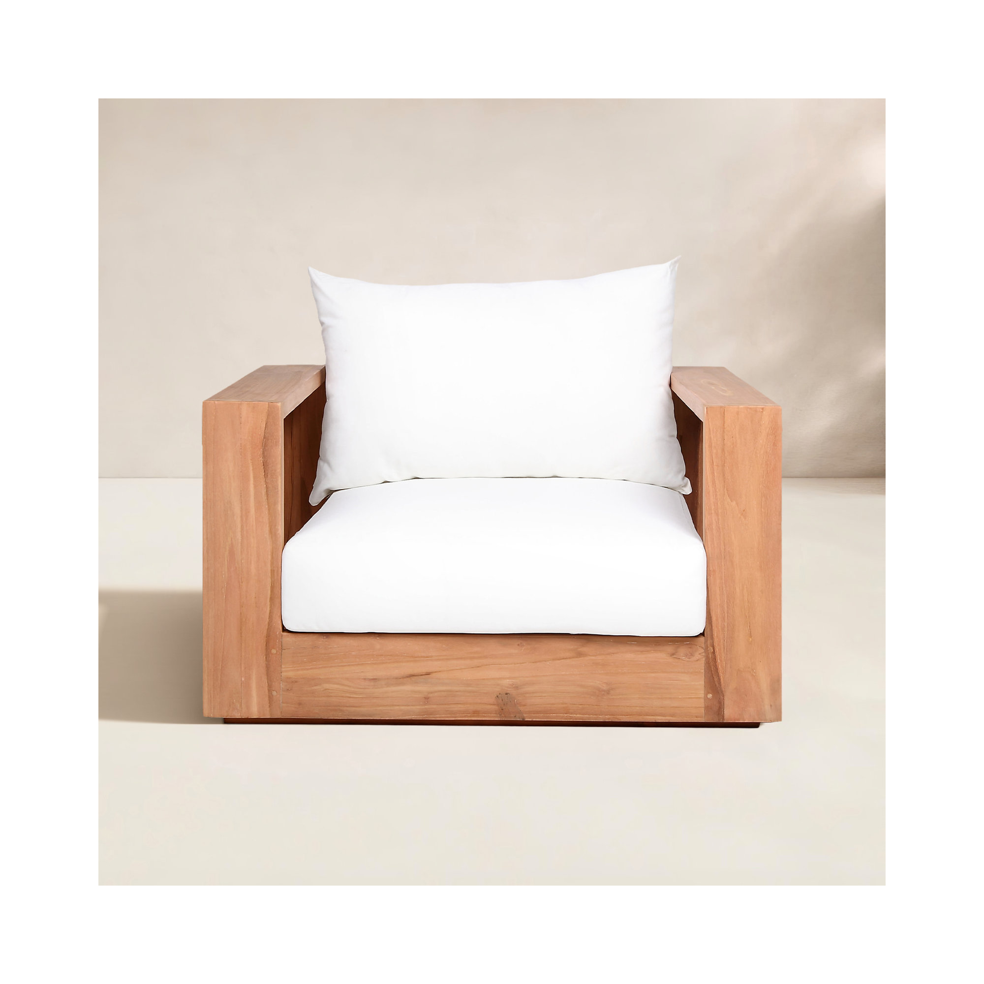 Gazel Teak Outdoor Lounge Chair, White