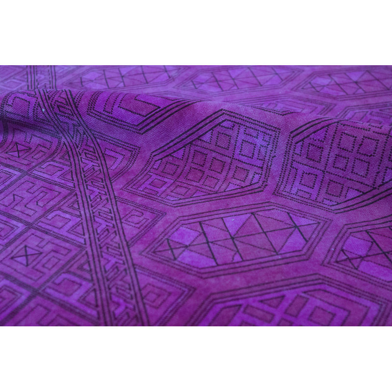 Wool Geometric Area Rug in Purple