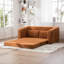 Canapé-lit pliable 2 pièces orange, confortable en chenille à motif goutte d'eau, mousse haute densité et coussins décoratifs pour lit convertible de dortoir orange avec bords arrondis doux