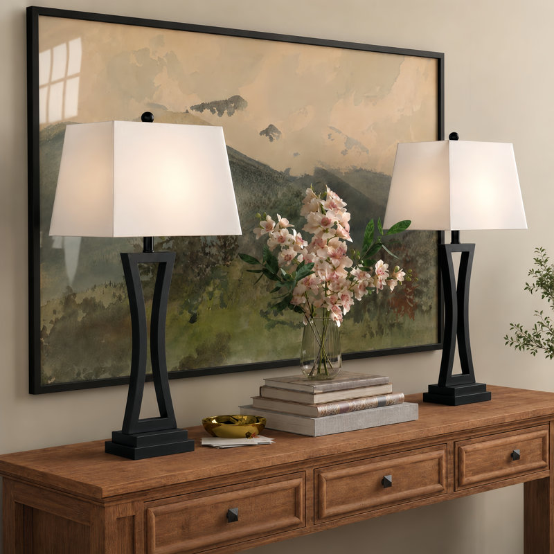 Lampe de table moderne en métal 31 "avec gradation à 3 voies Burholme, Noir
