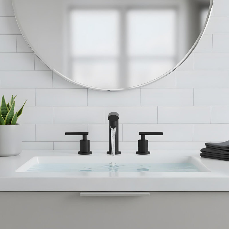 Robinet de lavabo de salle de bain moderne à 2 poignées, Noir mat