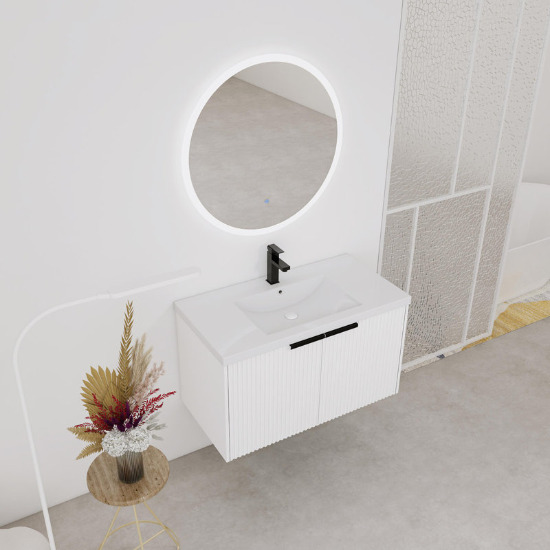 Meuble-lavabo mural, Blanc