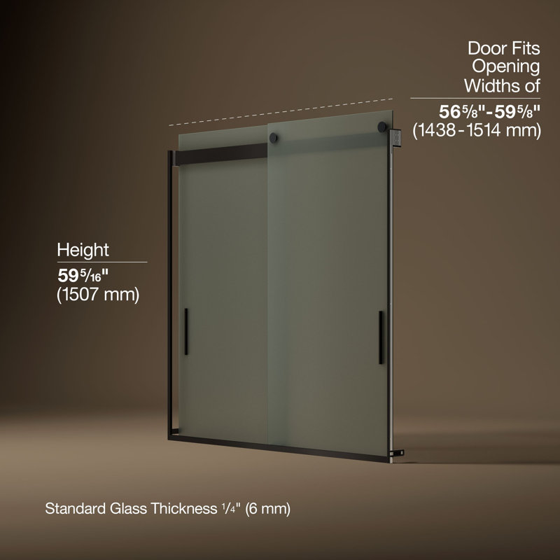Levity 59.63" x 59.75" Bypass Bath Door with CleanCoat® Technology, Anodized Dark Bronze, Frosted