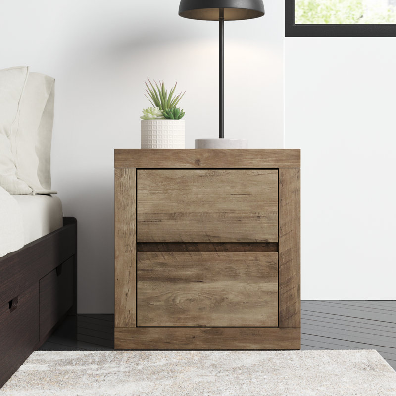 Brannick 20.3" Tall 2 - Drawer Nightstand, Knotty Oak