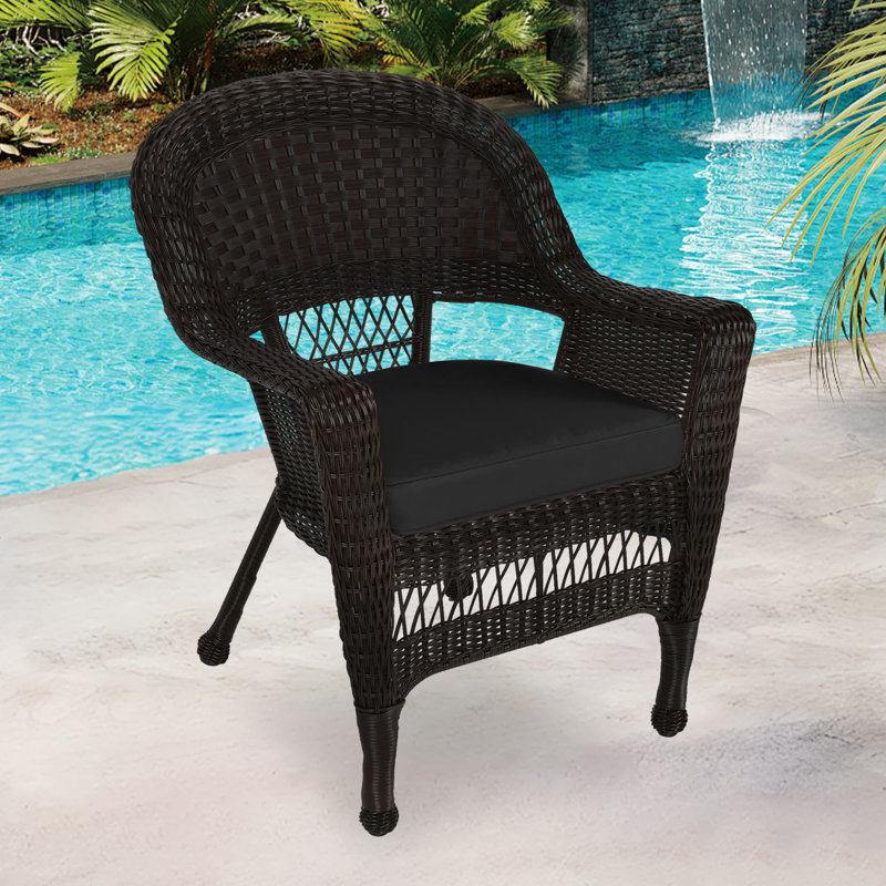 Chaise de patio avec coussins Arliss, Espresso, Noir
