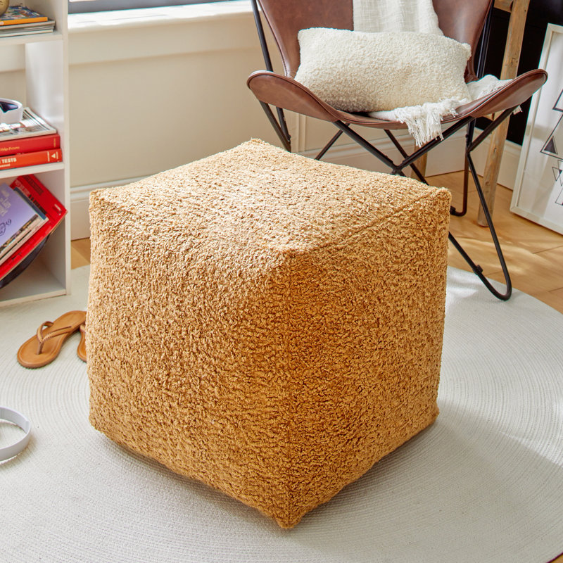 Itamar Upholstered Pouf, Zazzle Camel 100% Polyester