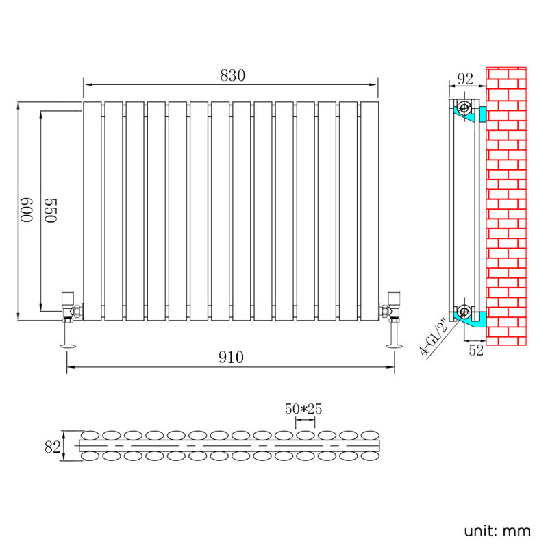 Sandvos Horizontal Oval Panel Radiators, White