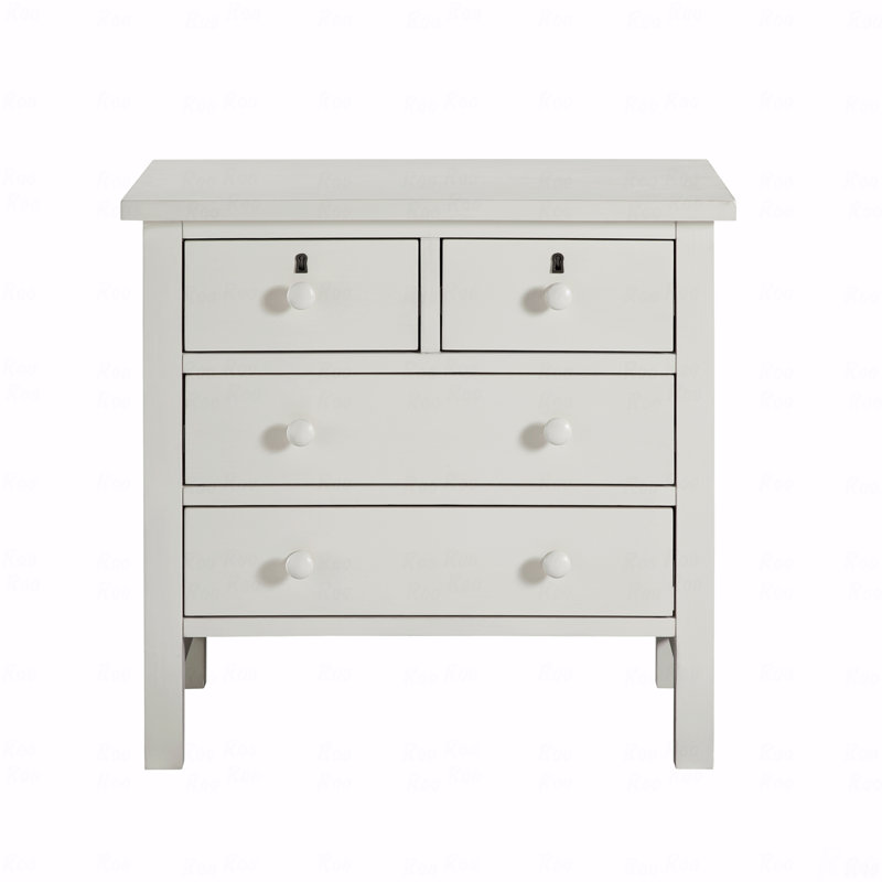Table de chevet avec rangement à 4 tiroirs, Blanc