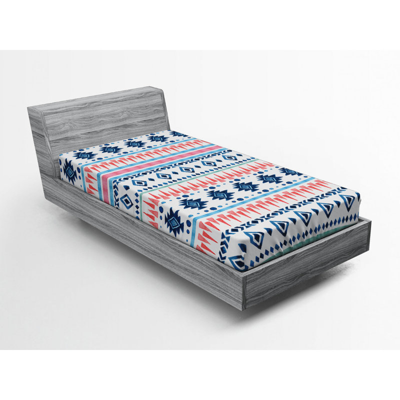 Microfiber Geometric Fitted Sheet, Twin Fitted Sheet