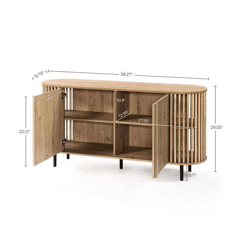 58.27" W 2-Door Slatted Sideboard