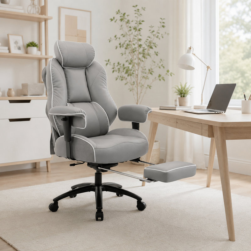 Fauteuil de bureau ergonomique avec repose-pieds Big & Tall, Gris