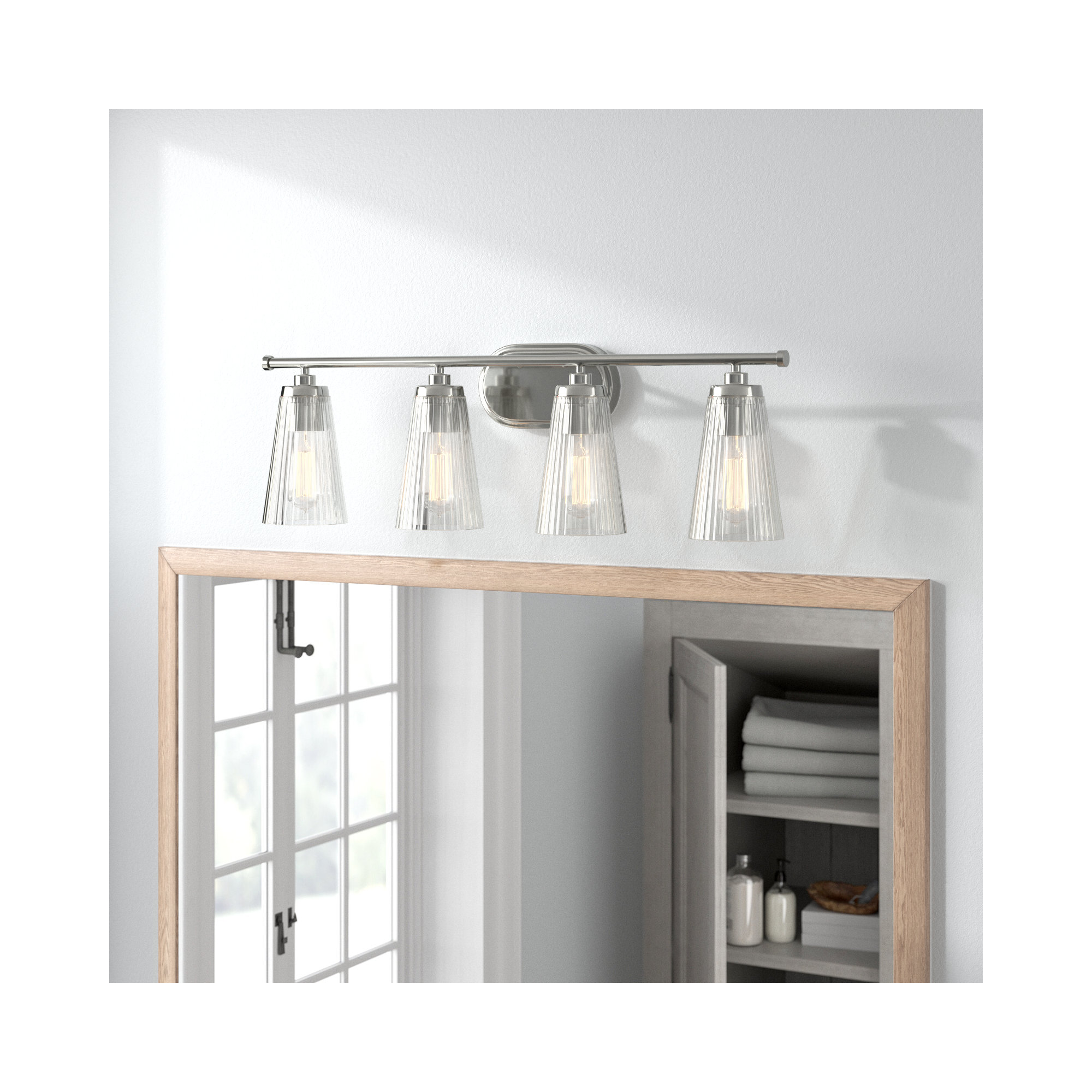 Jeanie 4 Light Ribbed Dimmable Bath Sconce, Nickel