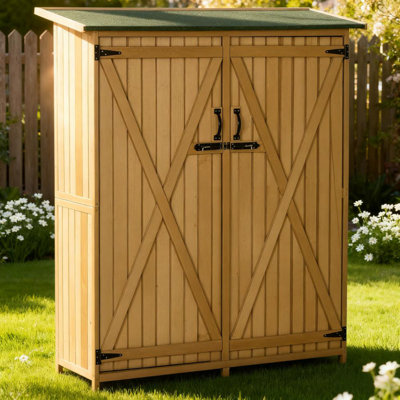 Wooden Outdoor Garden Storage Shed with Lockable Doors and Shelving