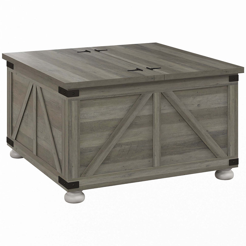 Square Farmhouse Coffee Table, Gray