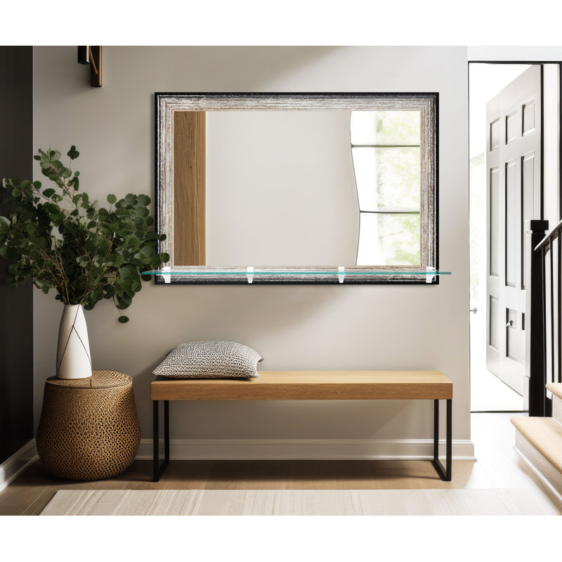 Miroir mural Mowery, 32,50 po x 36 po, Brun brossé
