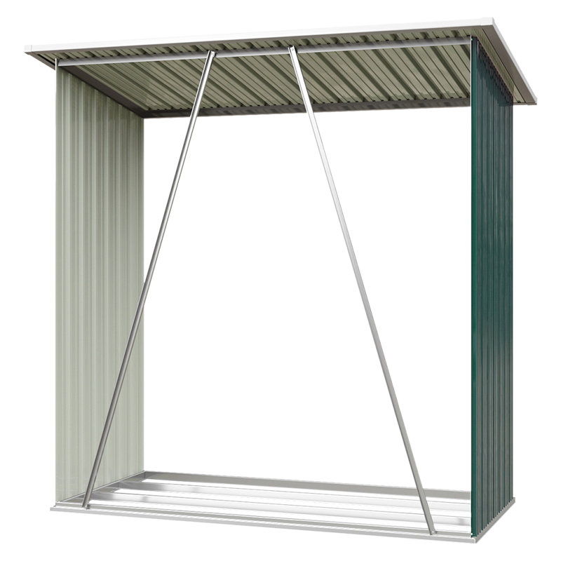 164cm W x 83cm D Metal Log Store, Green