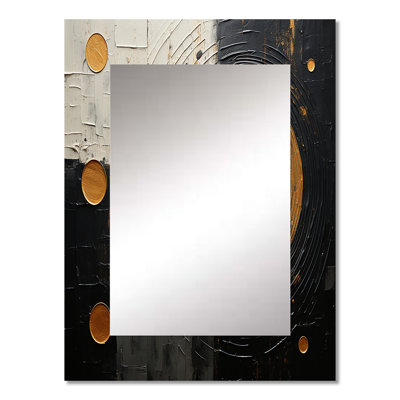 Gold Black Saturn Mercurys Mirage I - Abstract Spirals Decorative Mirror, Gold Large Wall Mirror, Printed Metal Art