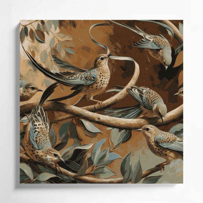 «Birds Speckled Mousebird», art mural sur toile, H 8 po x l 8 po