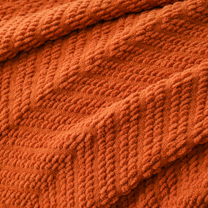 Jeté pour canapé, jeté chaud super doux pour lit simple, couverture en chenille tissée en tricot polyvalente pour le décor de la chambre à coucher