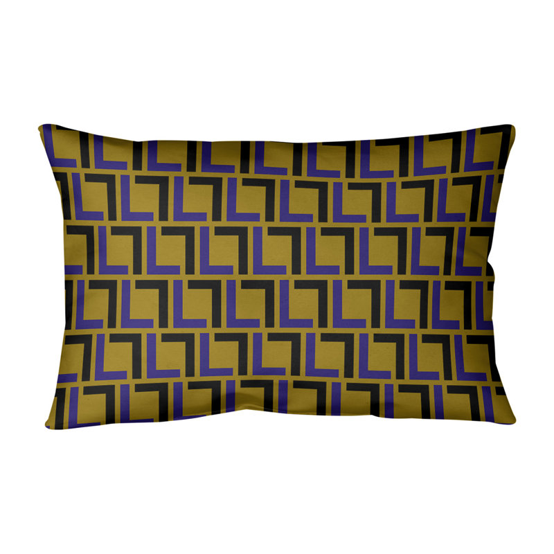 Housse de coussin rectangulaire et insert Baltimore Football Luxury, Polyester sergé, Mauve / blanc / or métallique