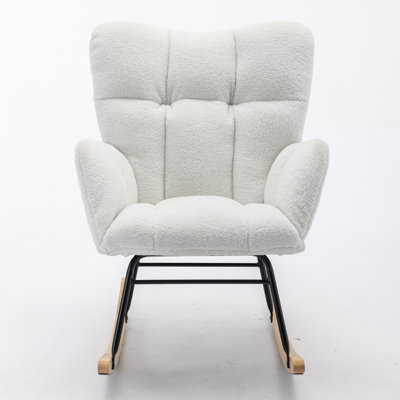 Mid Century Modern Velvet Tufted Upholstered Rocking Chair by Mercer41