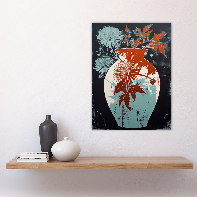 Wall Art Print Abstract Sycamore And Dahlia Artistic Linocut Painting Pastel Bouquet Nature Colourful Bright Floral Modern Artwork Poster