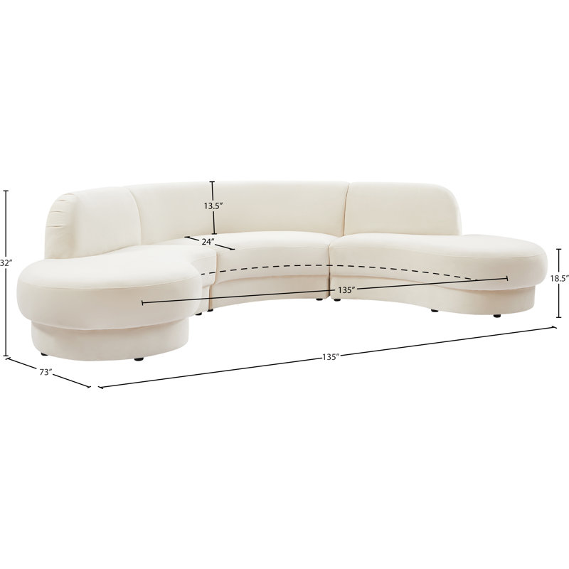 Isnesh Velvet Curved Sectional Symmetrical