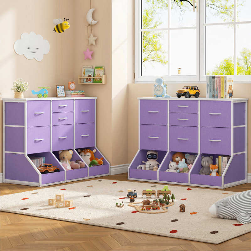 Commode à 7 tiroirs avec compartiments de rangement ouverts - Organisateur multifonctionnel pour la chambre à coucher et le vestibule